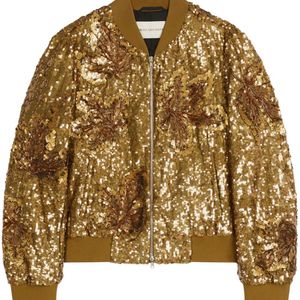 Dries Van Noten Brown Sequin Bomber Jacket for men