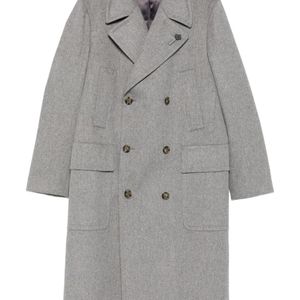 Lardini Grey Double-Breasted Wool Coat for men