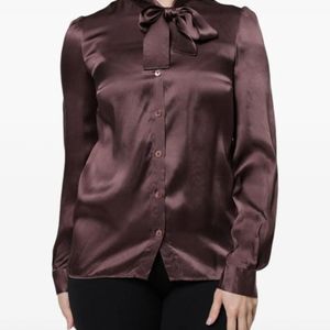 Dolce & Gabbana Purple Blouse En Soie À Col Noué