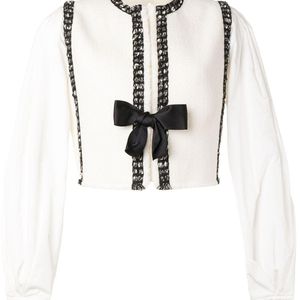 Giambattista Valli White Textured Knit Jacket With Balloon Sleeves