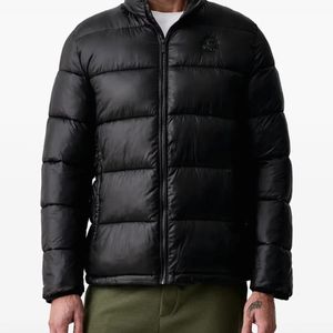 Karl Lagerfeld Black Quilted Logo-Patch Jacket for men