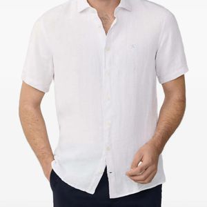 Hackett White Logo-Embroidered Short-Sleeve Shirt for men
