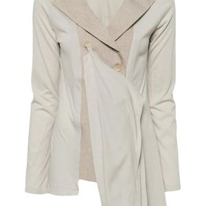 Yohji Yamamoto White Notched-Lapels Asymmetric Blazer