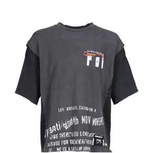 RIVINGTON roi Rebis Blue Layered-Sleeve Graphic-Print T-Shirt for men