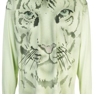 Just Don Tiger Print Sweater in het Groen voor heren