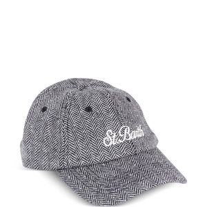 Mc2 Saint Barth Grey Herringbone-Pattern Baseball Cap