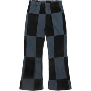 Les Tien Blue Patchwork-Pattern Trousers for men
