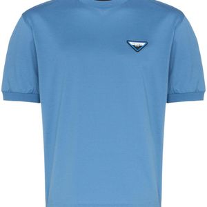 T-shirt à patch logo Prada pour homme en coloris Bleu