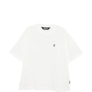 Just Cavalli White Embroidered Floral T-Shirt for men