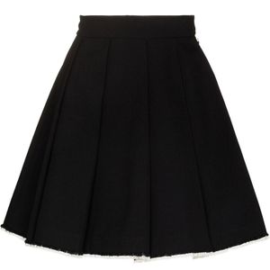 ShuShu/Tong Black Pleated Raw-Hem Skirt
