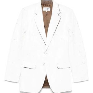 MM6 by Maison Margiela White Cracked-Paint Blazer