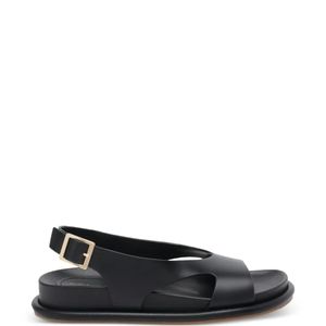 Paloma Barceló Black Calista Buckle Leather Sandals