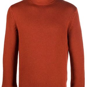 Dell'Oglio Red Roll-Neck Ribbed-Knit Jumper for men
