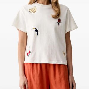 Farm Rio White Cool Day Embroidered T-Shirt