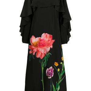 Valentino Midi-jurk Met Bloemenprint in het Zwart