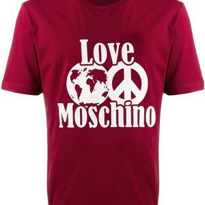 メンズ Love Moschino コントラストロゴ Tシャツ レッド