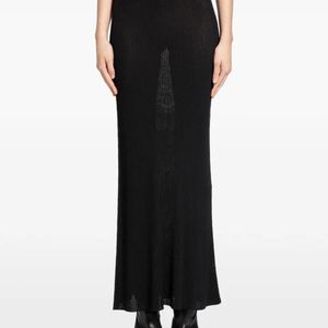 Balenciaga Black Sheer Rib-Knit Skirt