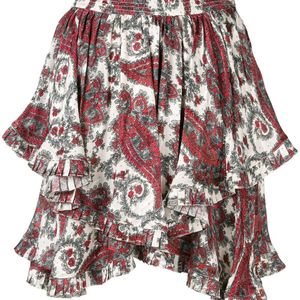 Isabel Marant Paisley Printed Ruffle Skirt ホワイト