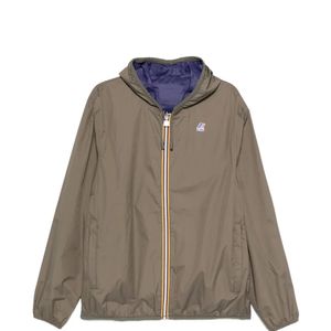 K-Way Brown Logo-Patch Hooded Jacket for men