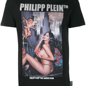 メンズ Philipp Plein Angels Club Tシャツ ブラック