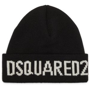 DSquared² Black Wool Knitted Hat for men