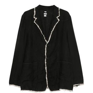 Post Archive Faction PAF Black Raw-Edge Notched-Lapel Jacket for men