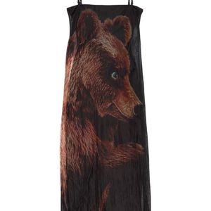 Acne Black Bear-Print Slip Dress