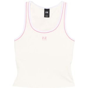 P.E Nation White Logo-Detail Ribbed Tank Top