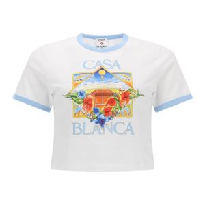 Casablanca White "Tennis Landscape Ringer" T-Shirt