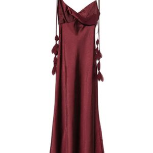 Self-Portrait Red Satin Midi Dress