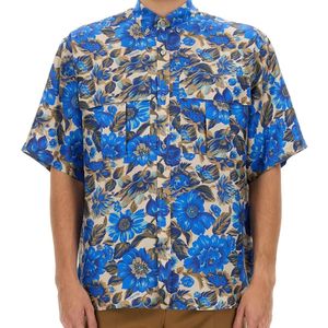 Moschino Couture Blue Flowers Allover Print Shirt for men