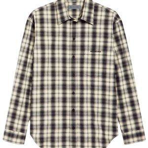 Balenciaga Black Checked Cotton Flannel Shirt for men