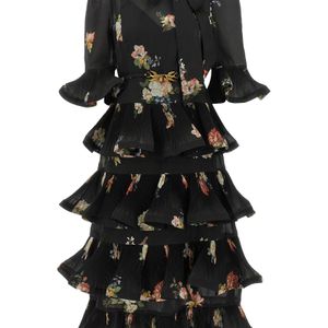 Zimmermann Black Pleated Sleeved Dress