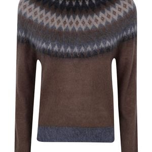 Max Mara Black "Glassa" Jacquard Round Neck Sweater