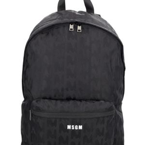 MSGM Black Polyamide Backpack for men