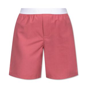 Gucci Red Logo Waistband Wool Shorts
