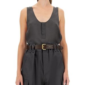 Saint Laurent Black Tank Top "Henley"