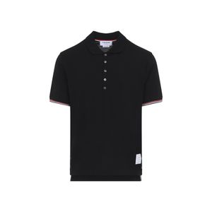 Thom Browne Black Rwb Striped Short-Sleeve Polo for men