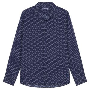 Vilebrequin Blue Organic Cotton Shirt With Micro Turtle Print