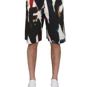 McQueen Black Bermuda With Logo Print for men