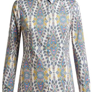 Etro Blue Printed Cotton Poplin Shirt
