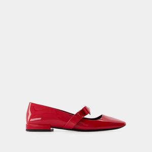Versace Red Gianni Ribbon Flat Shoes