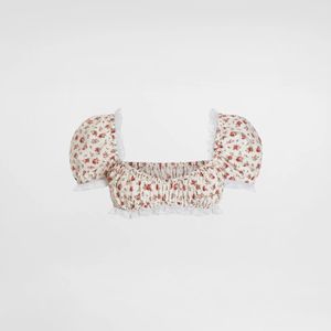 Dolce & Gabbana White Rose Print Top