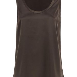 Brunello Cucinelli Brown Stretch Silk Satin Top