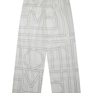 Totême White Pantalone Con Ricamo Monogram