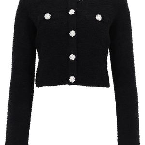Self-Portrait Black Cardigan With Jewel Buttons
