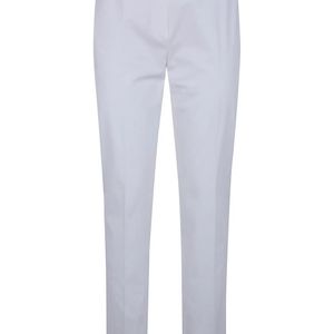 Max Mara White "Carpa" Popeline Stretch Classic Trousers