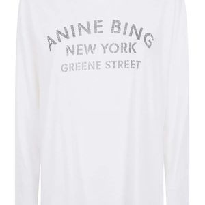 Anine Bing White "Ivan" Long Sleeve New York Stencil