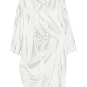 High White Draped Button-Front Shirt