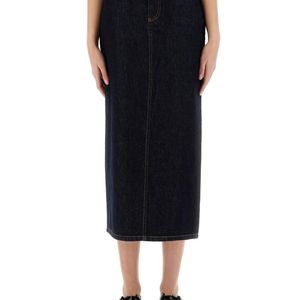 Moschino Couture Black Long Denim Skirt